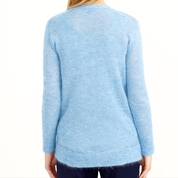 Like NEW J Crew Angora Mohair Sky Blue Cardigan - Picture 2 of 6